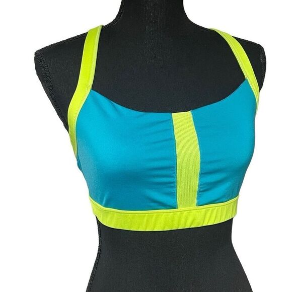 Champion C9 Blue and Yellow Racerback Sports Bra - Picture 1 of 7